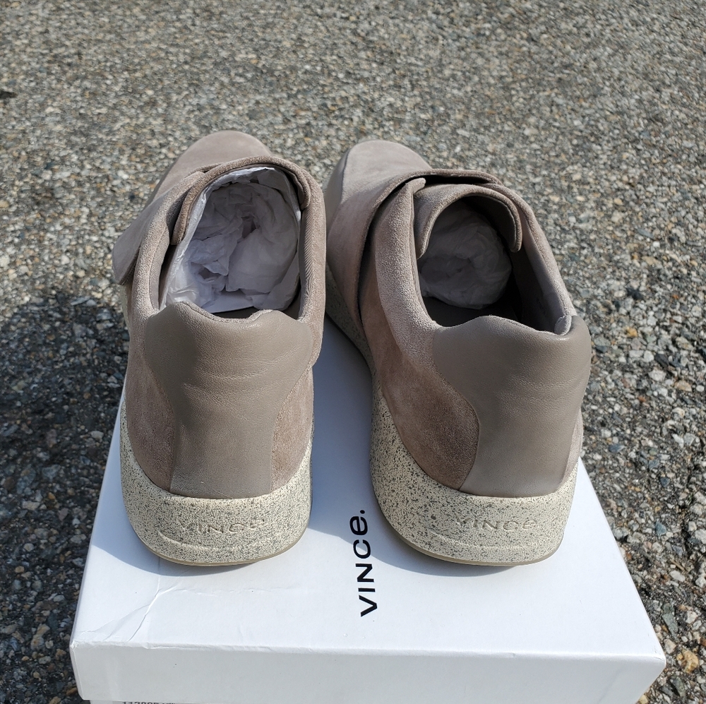 NIB VINCE Gage Woodsmoke Gray Leather Suede Velcro Walking Sneakers sz 11 - Picture 7 of 9